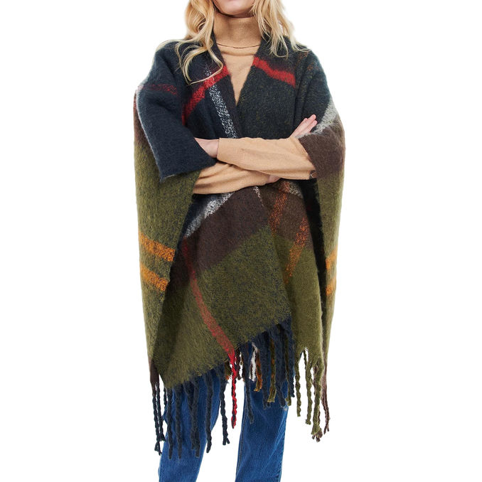 PONCHO ISLA CHECK FLEECE Woman Classic