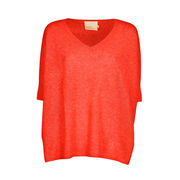 PULL KATE WITH V NECK Woman Corail Fluo  PULL KATE WITH V NECK Woman Corail Fluo