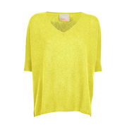 PULL KATE WITH V NECK Woman Jaune Fluo  PULL KATE WITH V NECK Woman Jaune Fluo