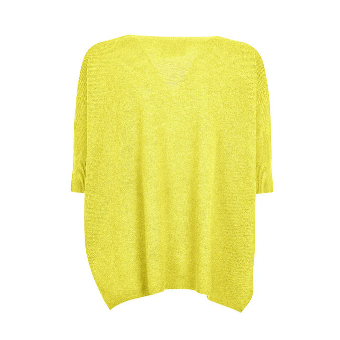 PULL KATE WITH V NECK Woman Jaune Fluo