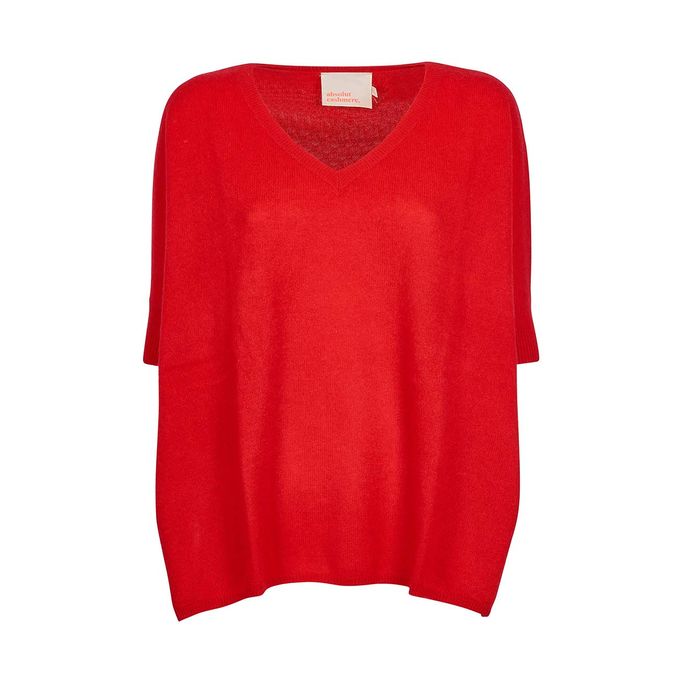 PULL KATE WITH V NECK Woman Pomme D'amour Rosso