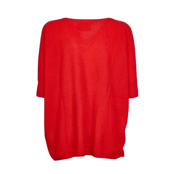 PULL KATE WITH V NECK Woman Pomme D'amour Rosso