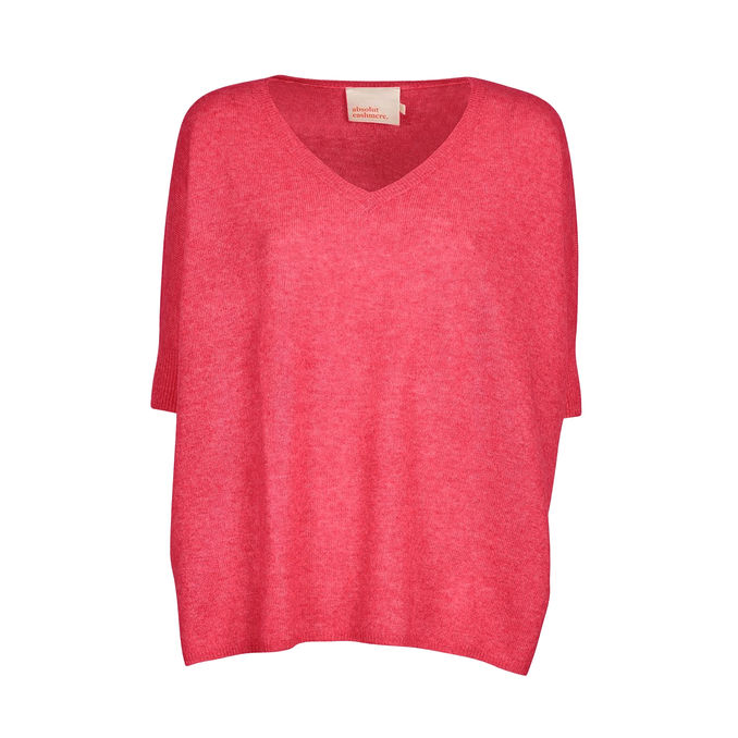 PULL KATE WITH V NECK Woman Rose Fluo