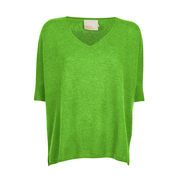 PULL KATE WITH V NECK Woman Vert Fluo  PULL KATE WITH V NECK Woman Vert Fluo