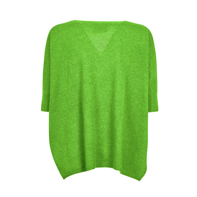 PULL KATE WITH V NECK Woman Vert Fluo 