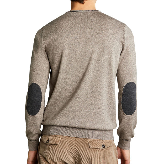 PULL LANA RASATA CON TOPPE Uomo Castoro/Argilla Scuro