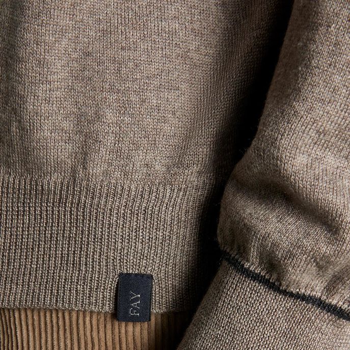 PULL LANA RASATA CON TOPPE Uomo Castoro/Argilla Scuro