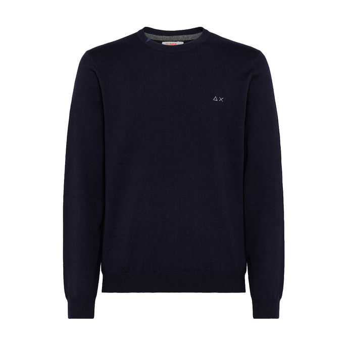 PULL OVER ROUND SOLID Man Navy Blue