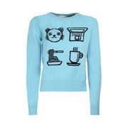 PULL SLIM CASHMERE AND WOOL Woman Light Blue Pattern PULL SLIM CASHMERE AND WOOL Woman Light Blue Pattern