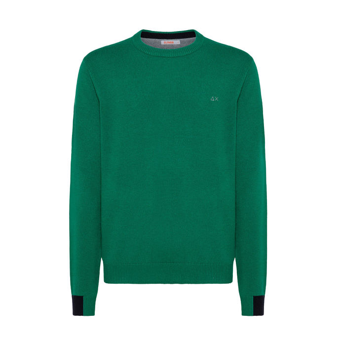 PULLOVER COLORED CUFFS Man Green Grass