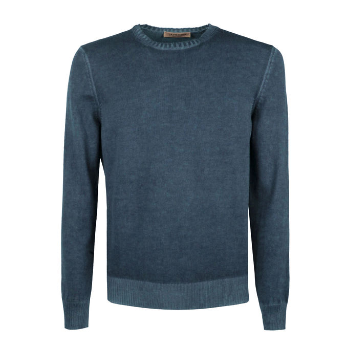 PULLOVER GARMENT DYED Man Blue Avio