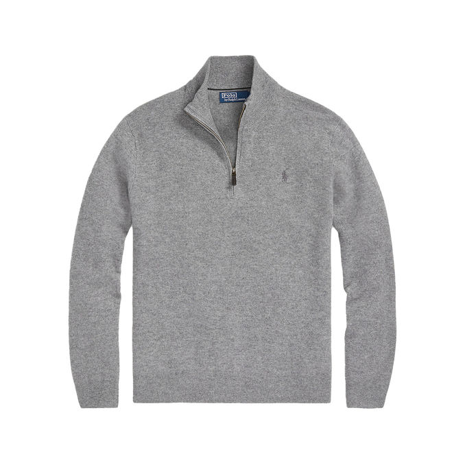 PULLOVER HALF ZIP IN MERINO WOOL Men Fawn Grey Heather