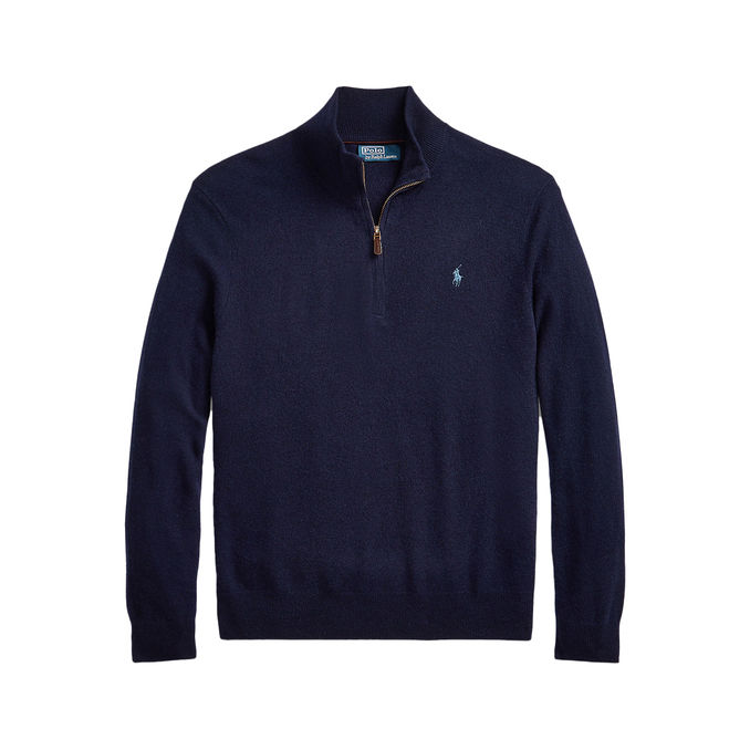 PULLOVER HALF ZIP IN MERINO WOOL Men Hunter Navy