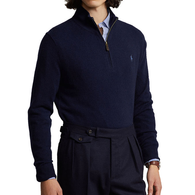 PULLOVER HALF ZIP IN MERINO WOOL Men Hunter Navy