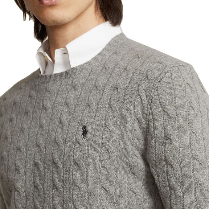PULLOVER IN WOOL & CASHMERE Men Fawn Grey Heather
