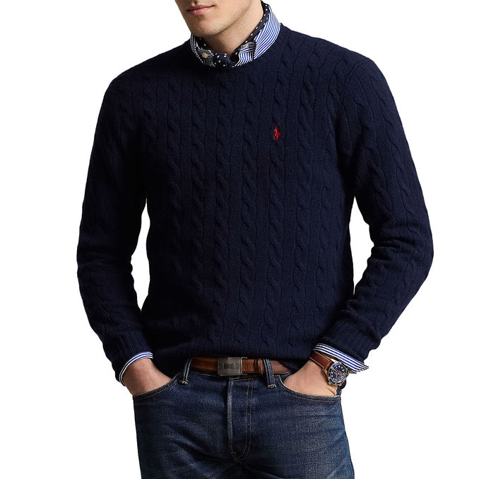 PULLOVER IN WOOL & CASHMERE Men Hunter Navy