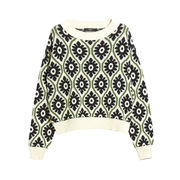 PULLOVER JACQUARD TAVOLA Woman White Green Black PULLOVER JACQUARD TAVOLA Woman White Green Black