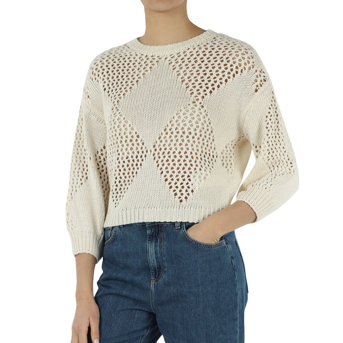 PULLOVER MOTTO Woman Ecru