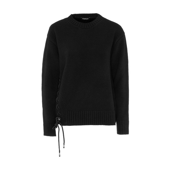 PULLOVER OVER WITH SIDE LACES Woman Black
