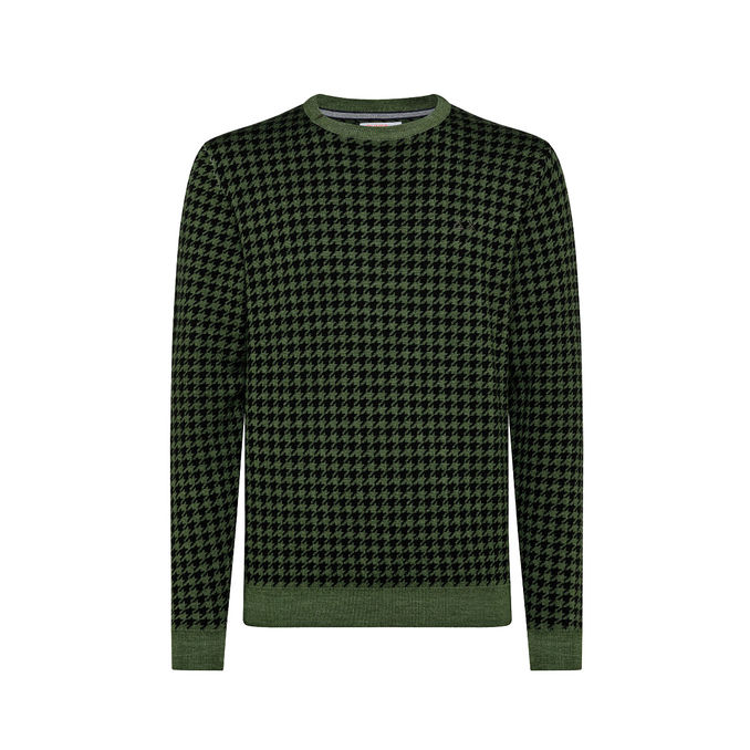 PULLOVER ROUND VINTAGE JACQUARD MERINOS Man Verde Salvia