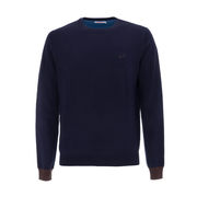 PULLOVER WITH PATCHES AND CUFFS IN CONTRAST IN WOOL Man Blue Profondo PULLOVER WITH PATCHES AND CUFFS IN CONTRAST IN WOOL Man Blue Profondo