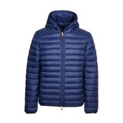 QUILTED JACKET WITH HOOD Woman Blue Black QUILTED JACKET WITH HOOD Woman Blue Black
