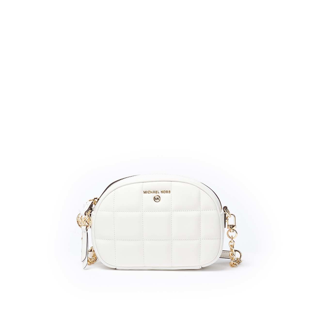 MICHAEL KORS QUILTED OVAL JET SET CHARM CROSSBODY Woman Optic white