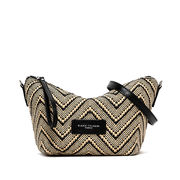 RAFFIA EFFECT MAXI POUCH Woman Naturale Nero RAFFIA EFFECT MAXI POUCH Woman Naturale Nero