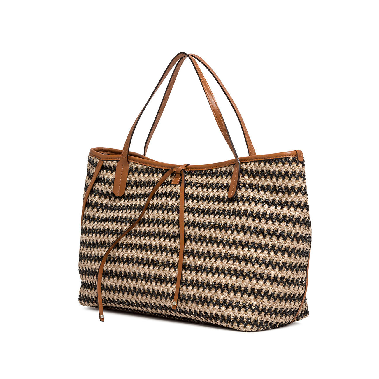 Large camel brown woven leather tote bag TRACY - Payment in 4