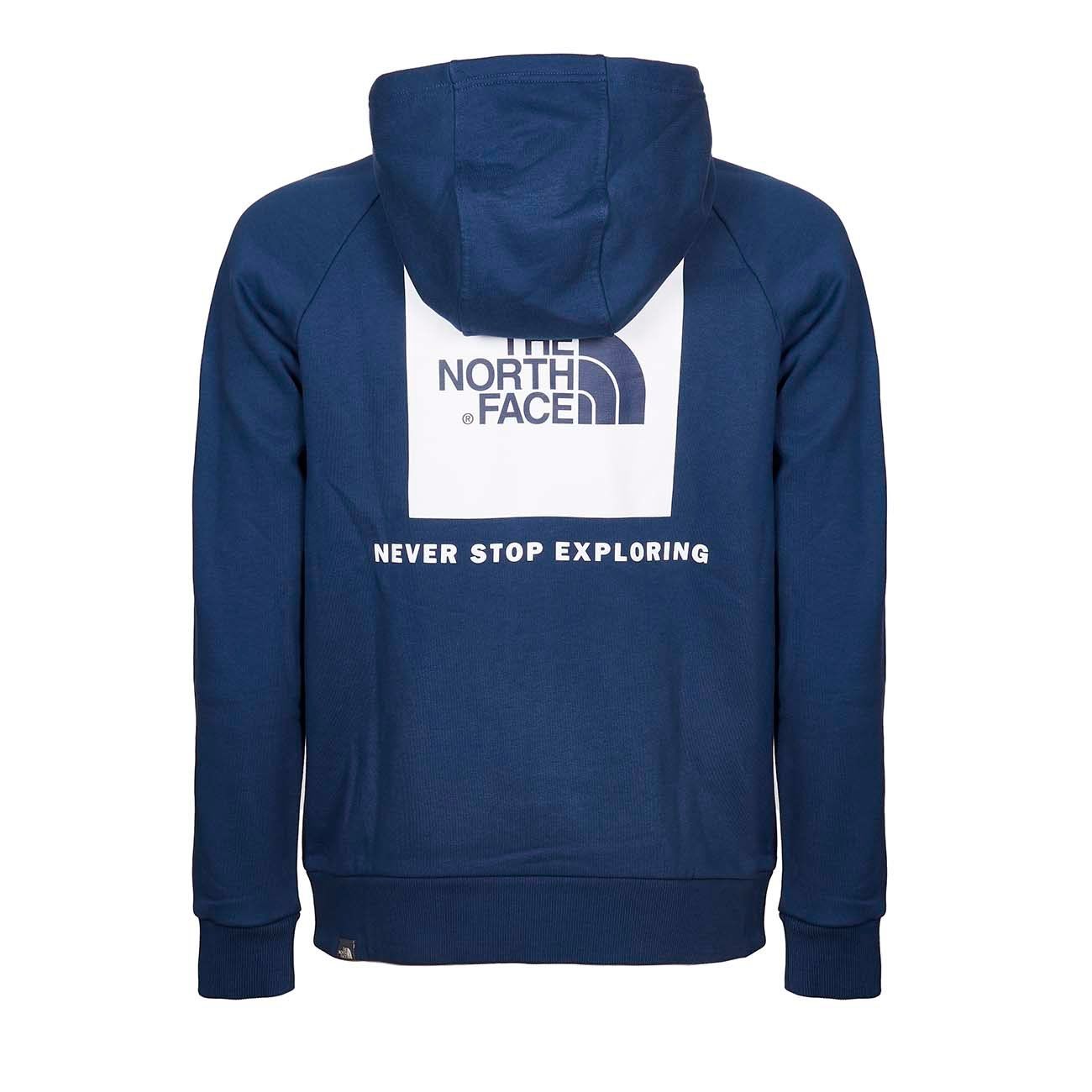 The North Face Redbox Hoodie With Posterior Logo Print Man Blue White Mascheroni Sportswear