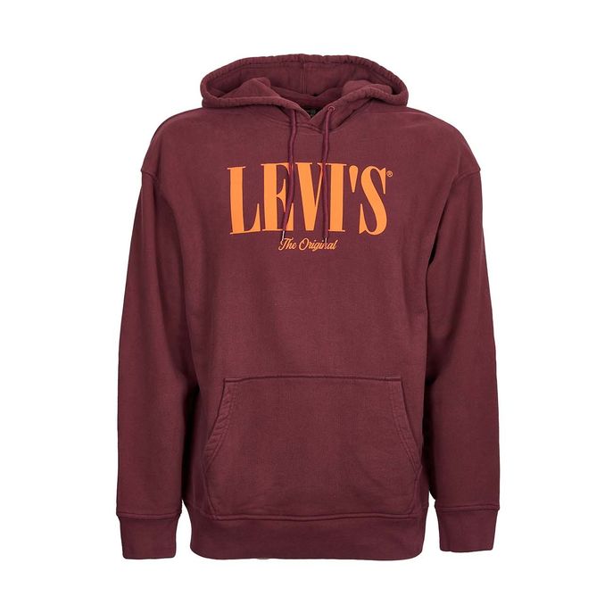 RELAXED GRAPHIC SERIF LOGO HOODIE Man Bordeaux Orange