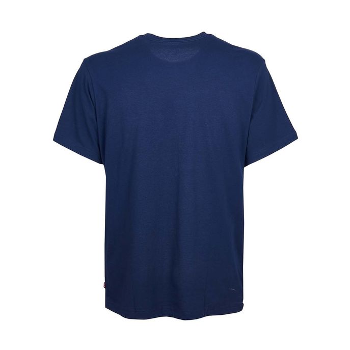 RELAXED GRAPHIC T-SHIRT WITH SERIF LOGO Man Blue navy Bianco