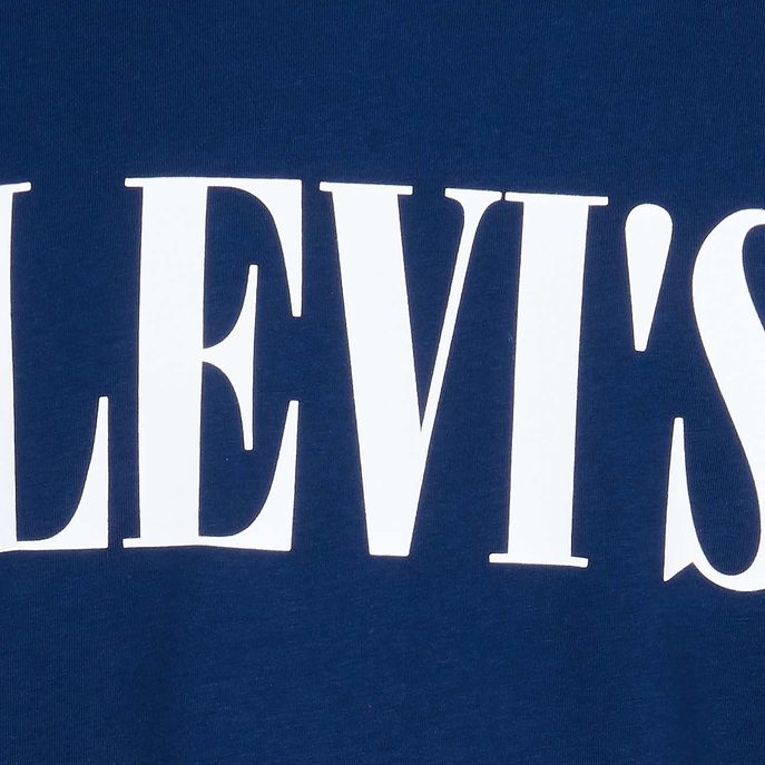 RELAXED GRAPHIC T-SHIRT WITH SERIF LOGO Man Blue navy Bianco