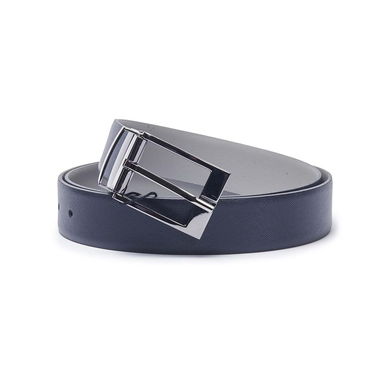 ARMANI EXCHANGE REVERSIBLE LEATHER BELT WITH SILVER BUCKLE Man Navy gray |  Mascheroni Sportswear