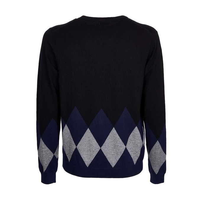 RHOMBUS CREW NECK SWEATER Man Black