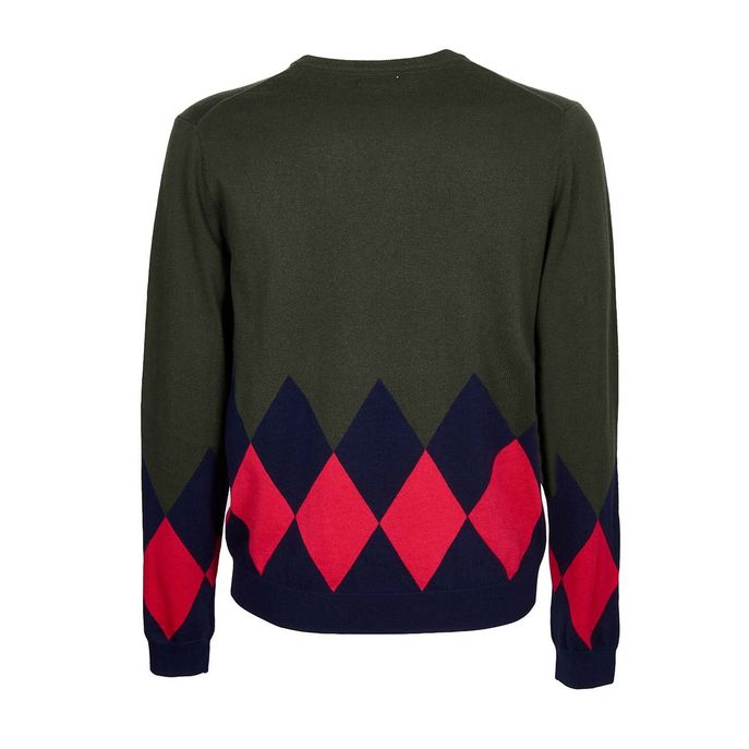 RHOMBUS CREW NECK SWEATER Man Dark green