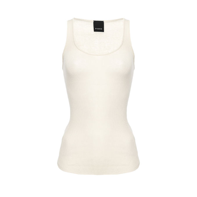 RIB TANK TOP Woman Beige