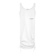 RIBBED DRESS WITH RUFFLES AND PRINT Woman White RIBBED DRESS WITH RUFFLES AND PRINT Woman White
