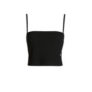 RIBBED JERSEY CROPPED STRAPPY TANK TOP Woman Black RIBBED JERSEY CROPPED STRAPPY TANK TOP Woman Black