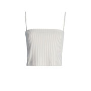 RIBBED JERSEY CROPPED STRAPPY TANK TOP Woman Classic Beige RIBBED JERSEY CROPPED STRAPPY TANK TOP Woman Classic Beige
