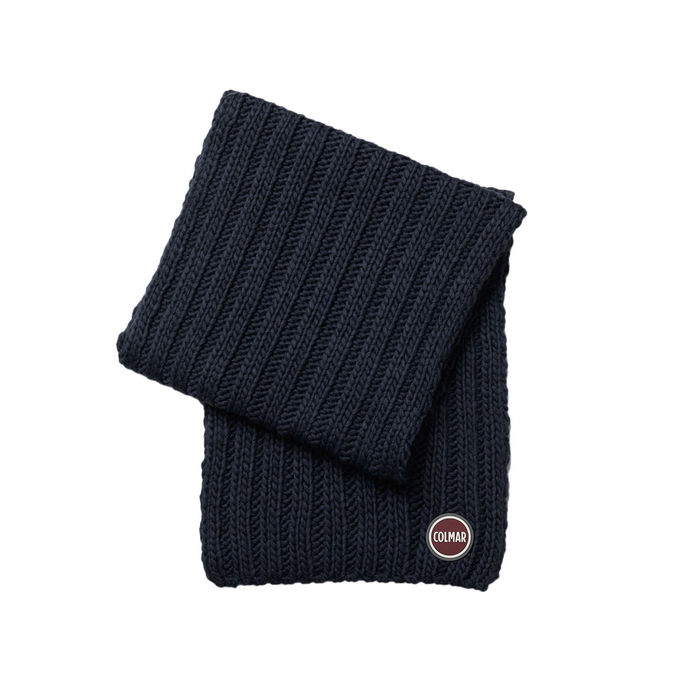 RIBBED KNIT SCARF Man Navy
