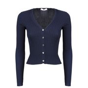 RIBBED SWEATER WITH BUTTONS AND V-NECK Woman Aladino RIBBED SWEATER WITH BUTTONS AND V-NECK Woman Aladino