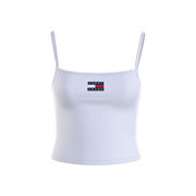 RIBBED TOP WITH SHOULDER AND CENTER BADGE LOGO Woman White RIBBED TOP WITH SHOULDER AND CENTER BADGE LOGO Woman White