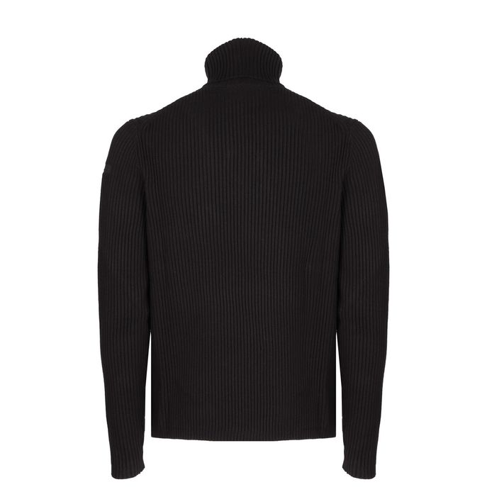 RIBBED TURTLE NECK SWEATER Man Black