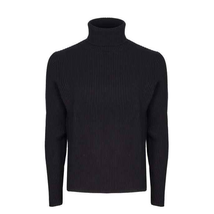 RIBBED TURTLE NECK SWEATER Man Blue