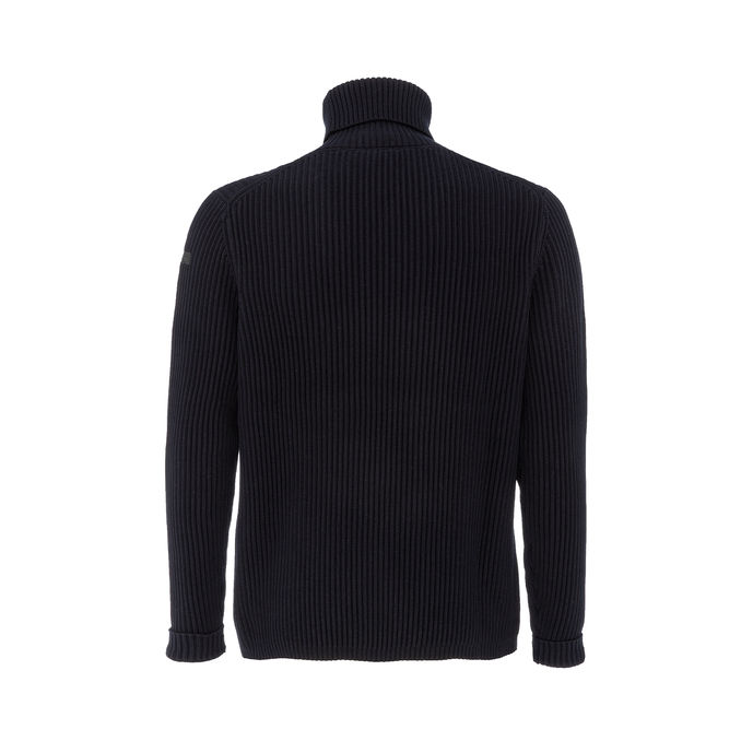 RIBBED TURTLENECK IN COTTON Man Blue Black