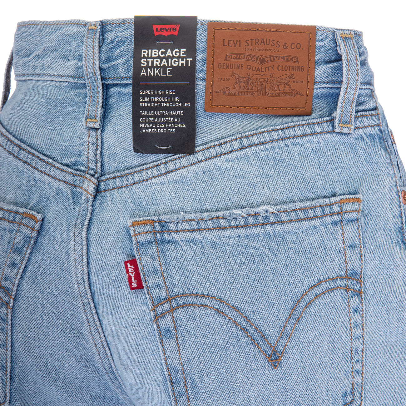 Levi Ribcage Straight Ankle Jeans In Light Blue Sizes 28, 29