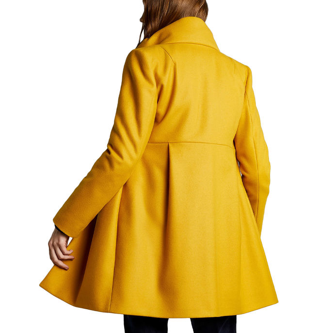 ROMANTIC 3 HOOKS HIGH NECK COAT IN WOOL CLOTH  Woman Mustard