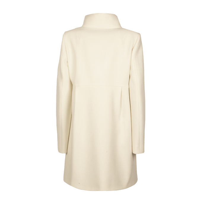 ROMANTIC COAT 3 HOOKS IN WOOL CLOTH Woman White Wool
