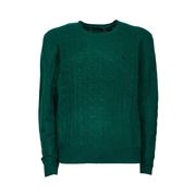 ROUND NECK BRAIDED SWEATER IN WOOL AND CACHEMIRE Man Green ROUND NECK BRAIDED SWEATER IN WOOL AND CACHEMIRE Man Green